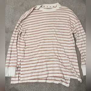 Abercrombie & Fitch Women's Striped Sweater - Cream and Pink Soft AF